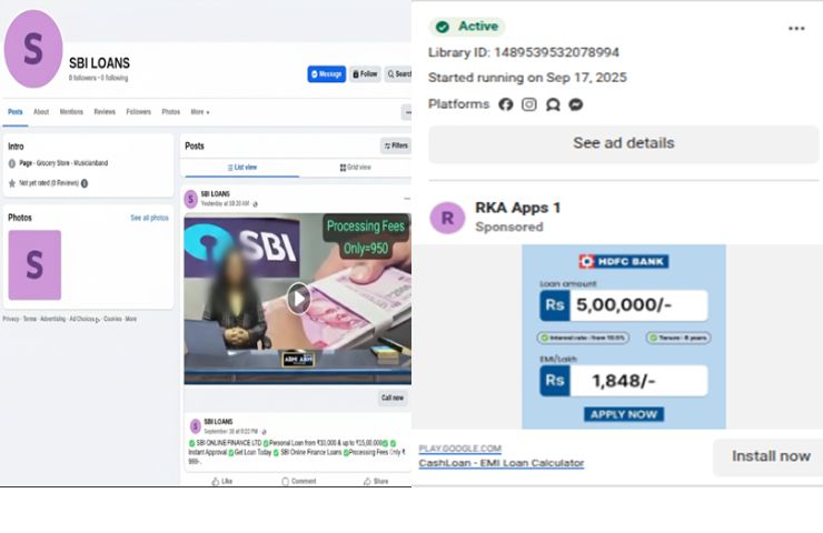 Example of reported fake loan post